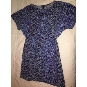 Blue, Purple, and Black Tea Length Dress